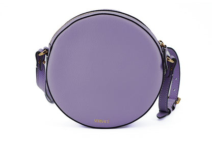 Sac à bandoulière Disco rond en cuir de veau violet